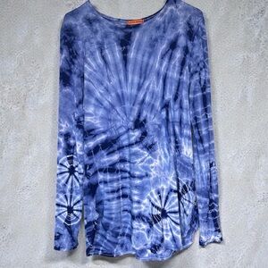 Vibrant Blue Tie-Dye Long Sleeve Top